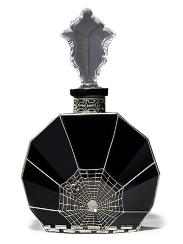 black Gothic perfume bottle with spider web